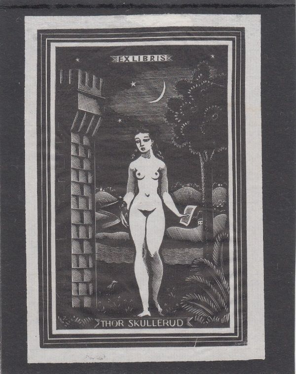 Exlibris Bookplate Gravure Sur Bois Italo Zetti 1913-1978 Nu FÃ©Minin Seidendruck