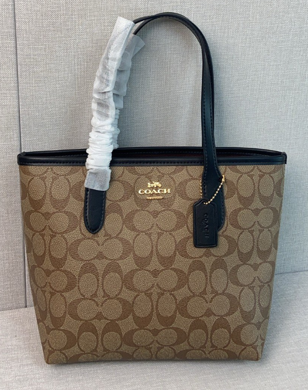 ★COACHトートバッグ ネイビー/ブラウン コーチ アウトレット トートバッグ レディース シグネチャー