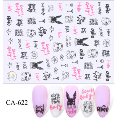 Nail art 3D stickers decal Free Spirts Girls Hello AMO CA622 NS33