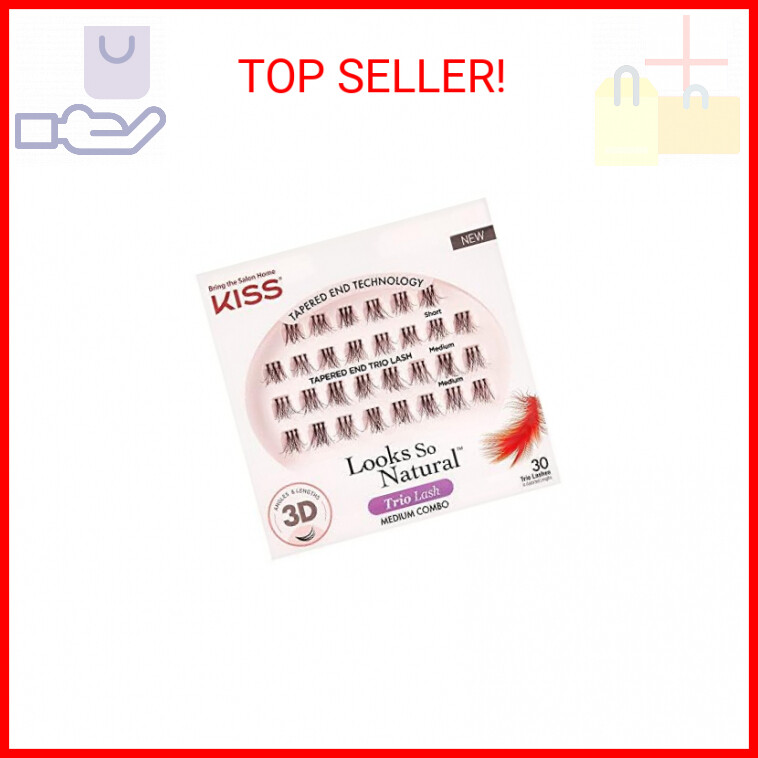 KISS Looks So Natural Trio Lash Medium Combo Pack, False Eyelashes with Tapered