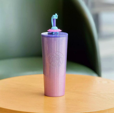 2024 Starbucks China Summer Night Starry Sky 16oz Purple SS Tumbler+Plug Topper