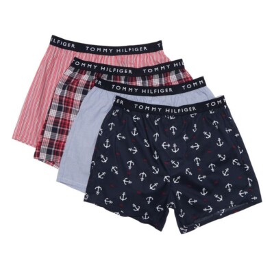 TOMMY HILFIGER MEN X4 - 20 ANCHOR MEDIUM - 4 PACK SLIM FIT WOVEN BOXER UNDER
