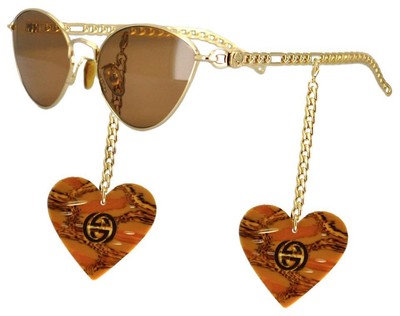 Pre-owned Gucci Gg0977s-002-57 Gold Sunglasses