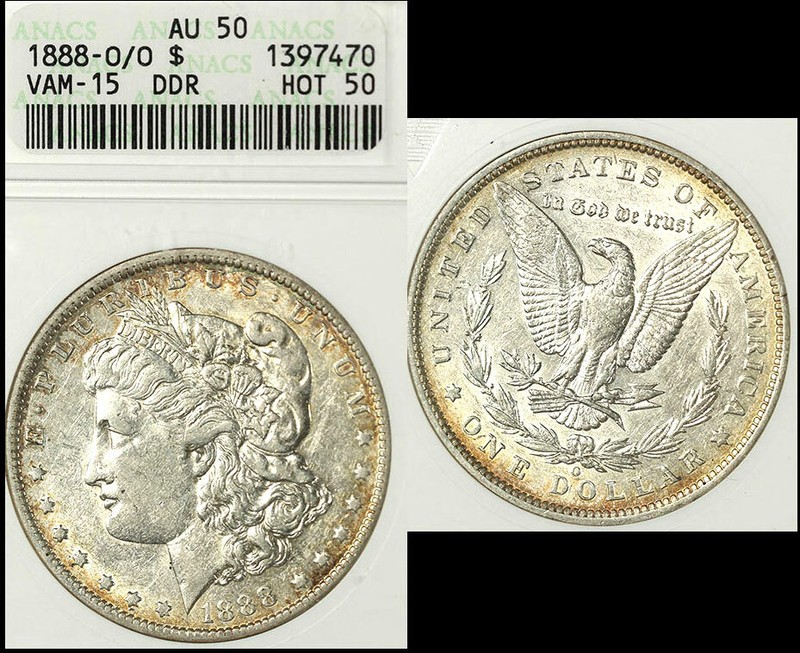 1888 o/o $1-ANACS AU50 VAM-15-DDR-Nice Toning-Morgan Dollar