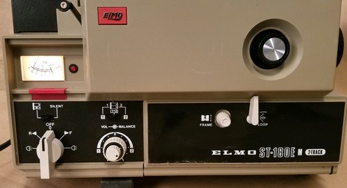 Elmo ST-180E M 2-Track 8mm Sound Film Projector Projection - Bulb Works - READ