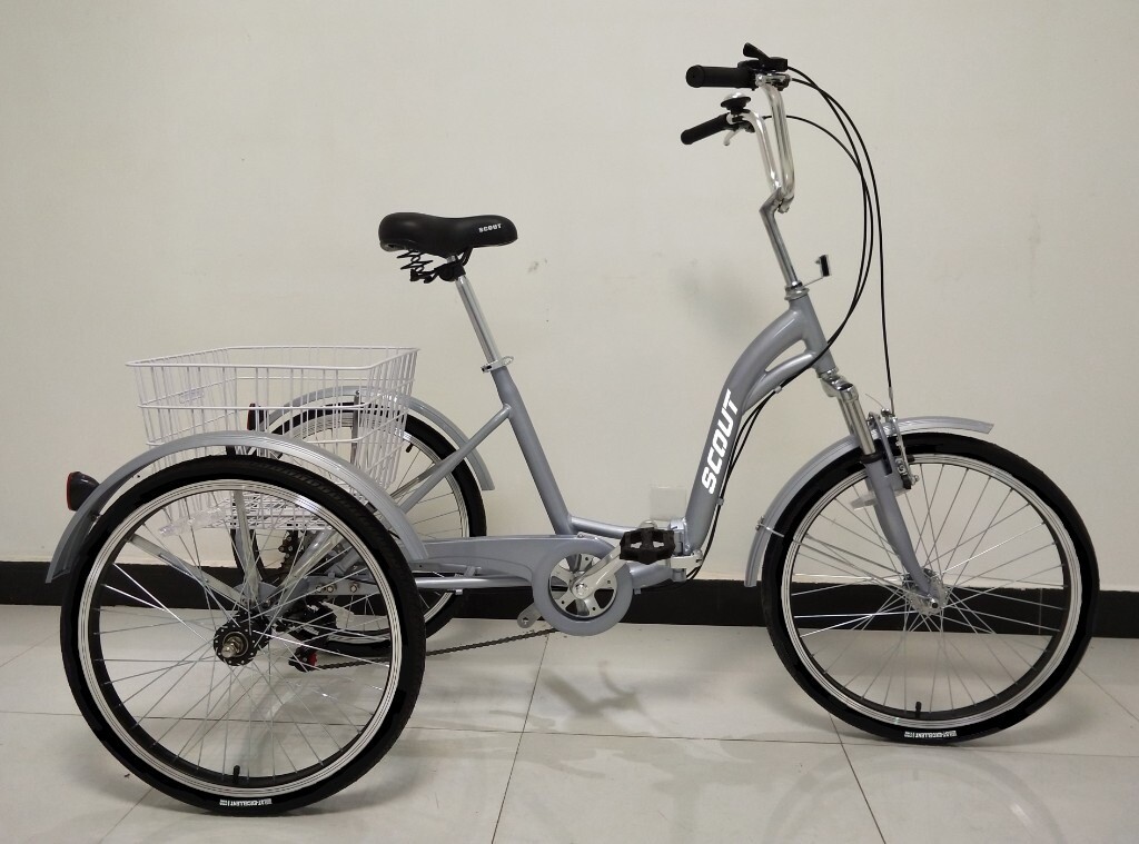 Adults tricycle, folding frame, 24 inch wheels, 6speed shimano gears