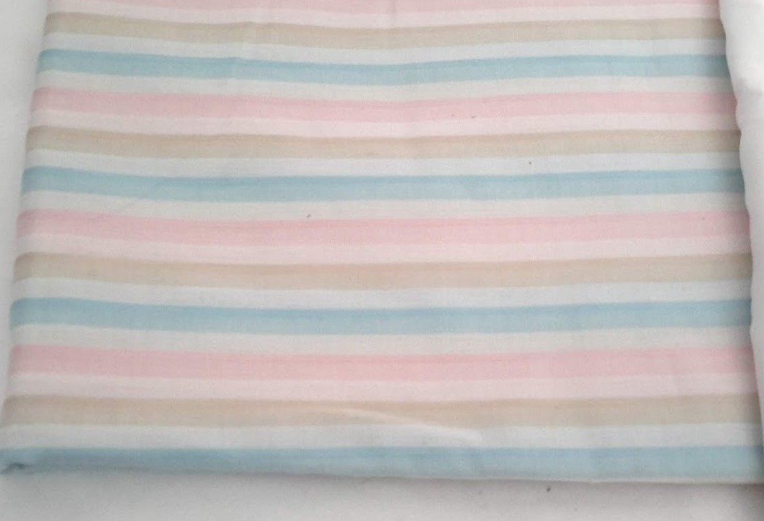 Lot of 2 cotton fabric white and  multicolored stripes