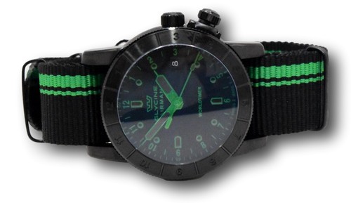 Pre-owned Glycine Airman Worldtimer Men's 42mm Swiss Made Quartz Double Black Watch Gl1041
