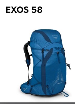 Osprey Exos 58 Men's Size L/XL  Ultra-Light Multi-Day Hiking Backpack  - Blue