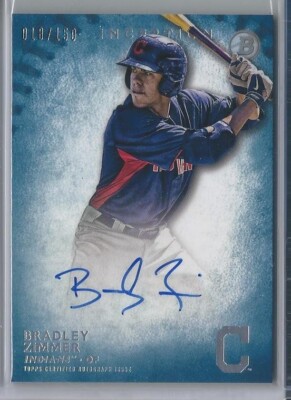 2015 Bowman Inception - Prospect Autographs Blue #PA-BZ Bradley Zimmer /150 (AU,