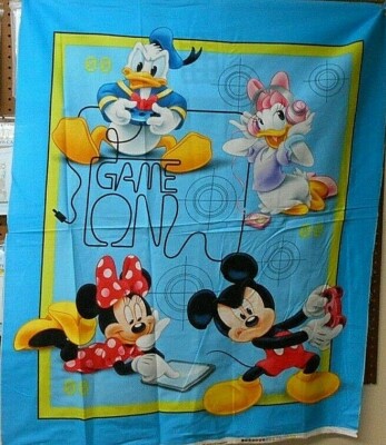 1 Disney Mickey & Friends Game Over Fabric Panel 
