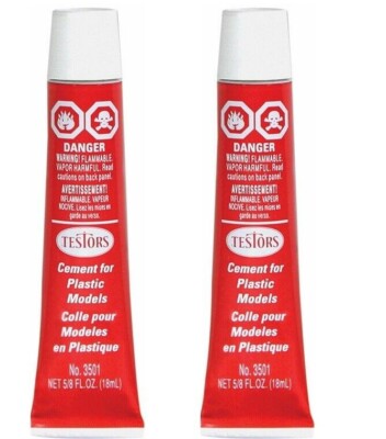 Lot of 2 ~ TESTORS Cement For Plastic 5/8 oz each 3501