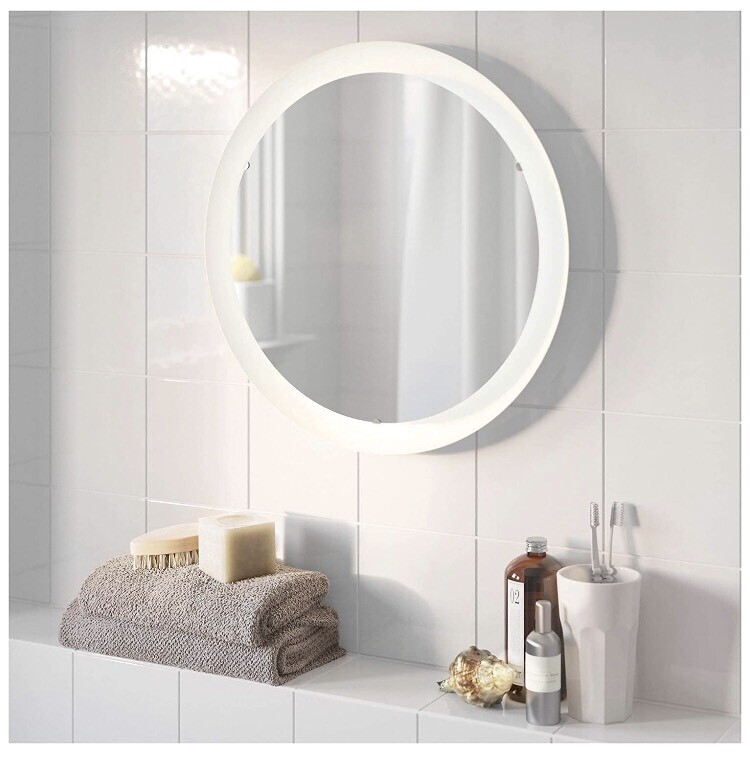 Ikea STORJORM Bathroom Mirror with Integrated Lighting. Never fitted. 37cm diameter | in Ely