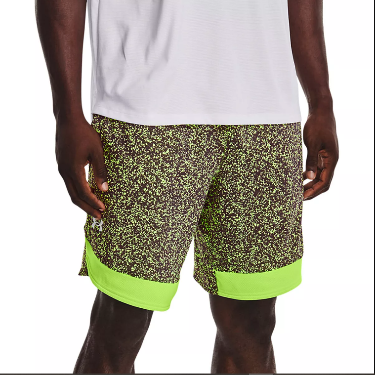 Under Armour Men's Train Stretch Printed Shorts Large Green Black Loose Gym NEW