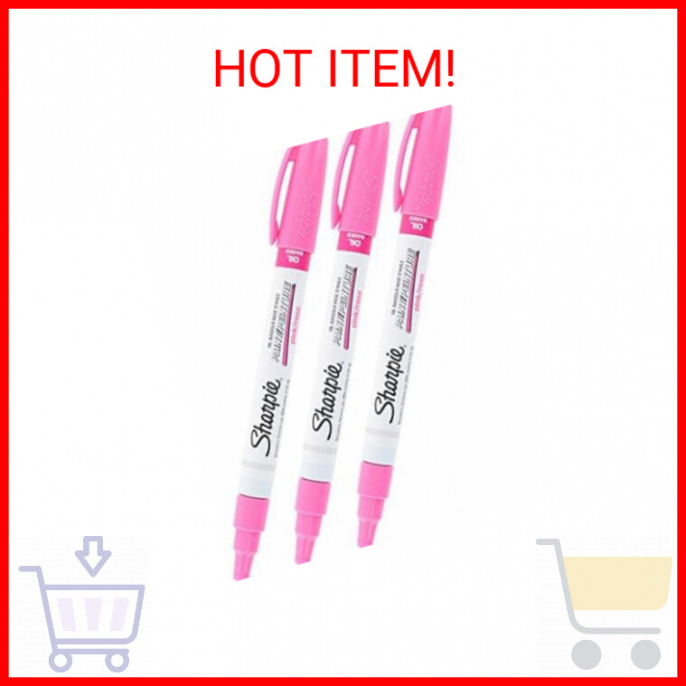 Sharpie Oil-Based Paint Marker, Fine Point, Pink Ink, Pack of 3