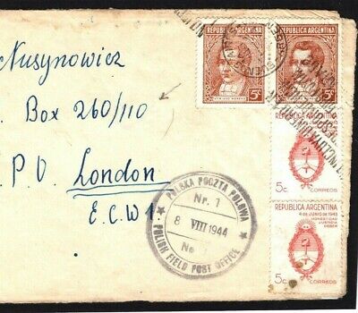 ARGENTINA WW2 UNDERCOVER ADDRESS Cover Polish Forces FPO GB London 1944 M372