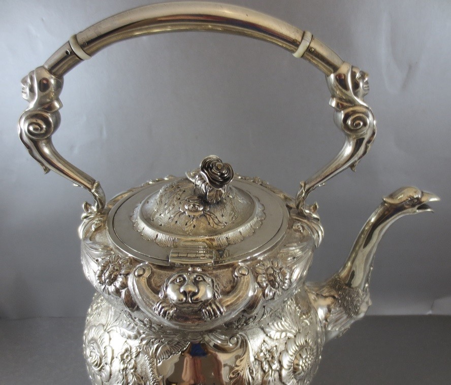 HUGE IRISH STERLING KETTLE! DUBLIN 1912, ALMOST 69 TROY! SUPER ORNATE! CAST WORK