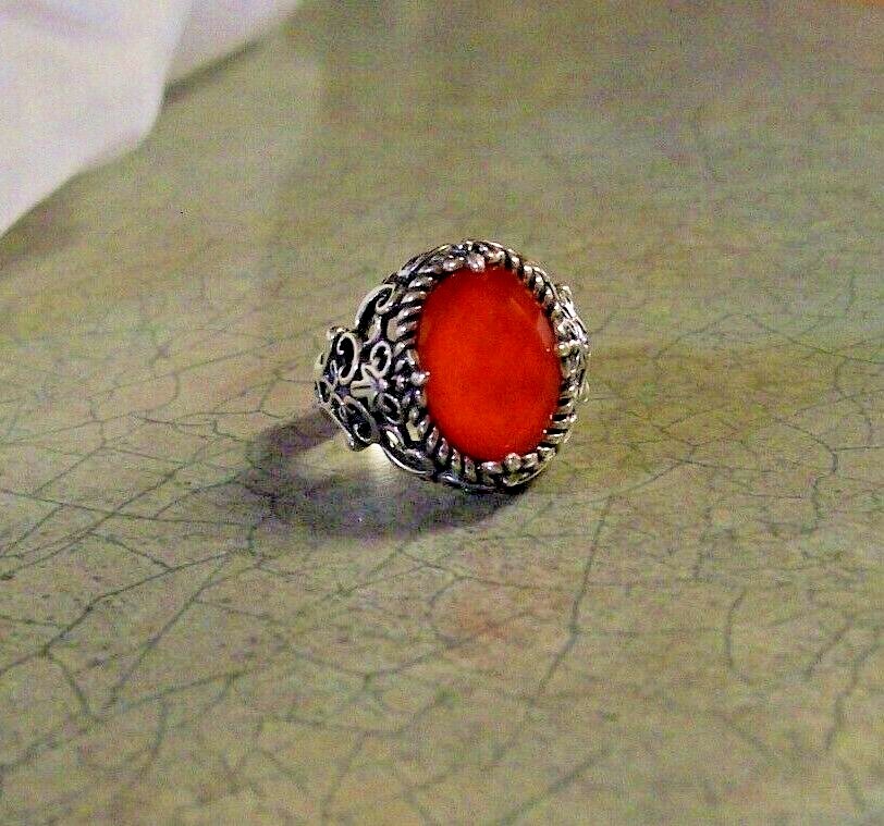 CAROLYN POLLACK RED CORAL DOUBLET RING SIZE 8