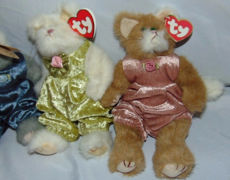 Lot of 4 TY Beanie ATTIC TREASURE 1993 CATS Katrina WHISKERS Pouncer PURRCY