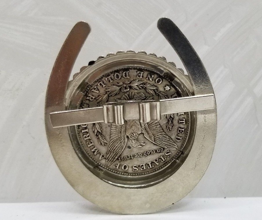 VINTAGE 1921 MORGAN SILVER DOLLAR HORSESHOE BOLO TIE NO CORD
