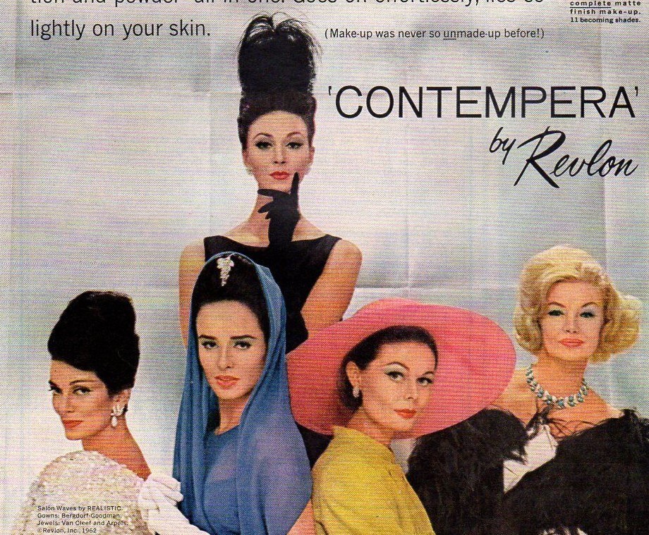 Vintage Beauty Fashion ad Revlon 1962 Contempera Makeup Salon Waves by Realistic