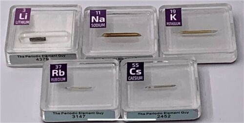 Alkali Metal Set Cesium Rubidium Lithium K Sealed in Periodic Element Tiles US06