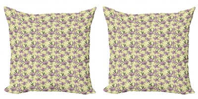 Ambesonne Leaves Pattern Cushion Cover Set of 2 for Couch and Bed in 4 Sizes