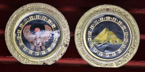 2~Vintage LUXOR Las Vegas NV $1 Dollar Gaming Tokens Chips Free Ship #T22