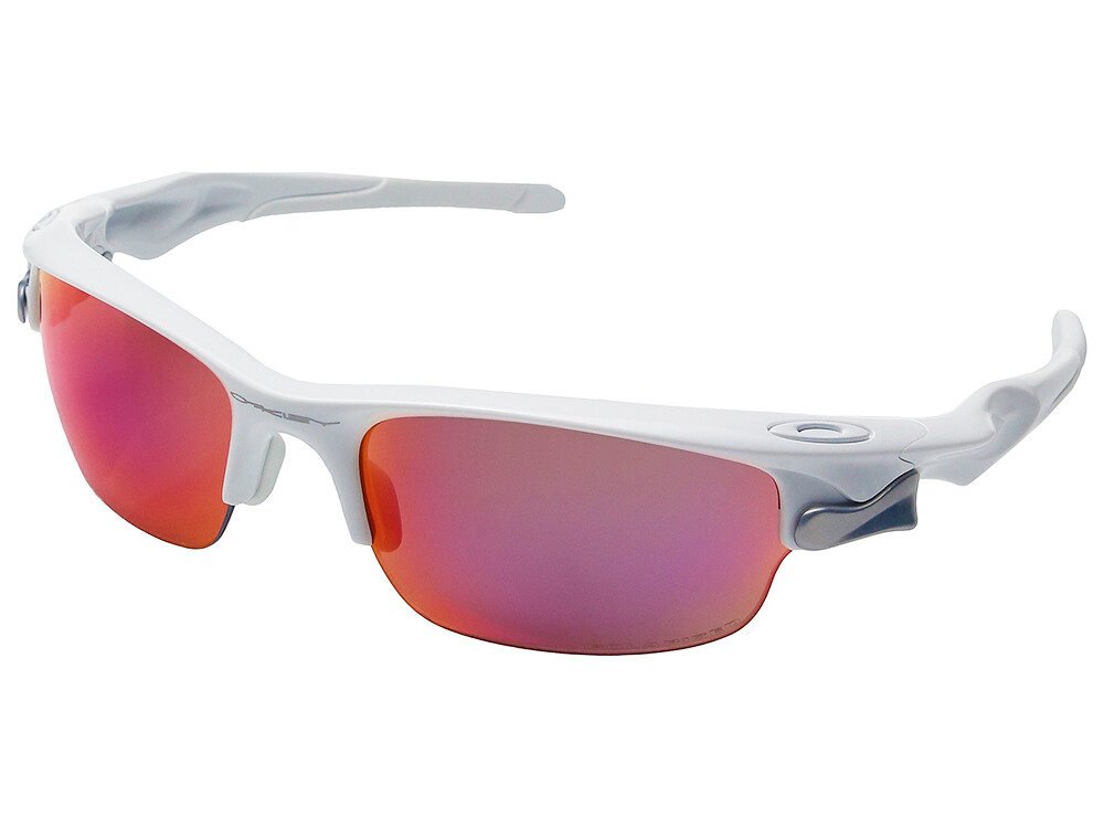 Pre-owned Oakley Fast Jacket Polarized Sunglasses Oo9097-3072 White/oo Red Iridium