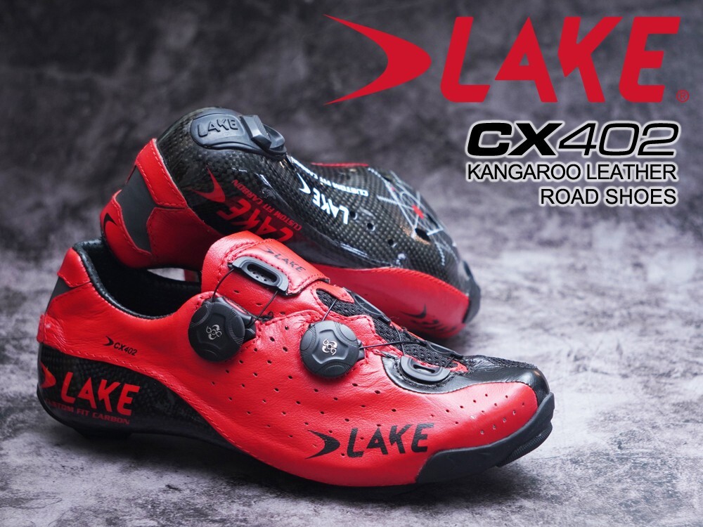 LAKE CX402 サイズ44 LAKE CX402 Kangaroo Leather Cycling Shoes: White/Black EU48