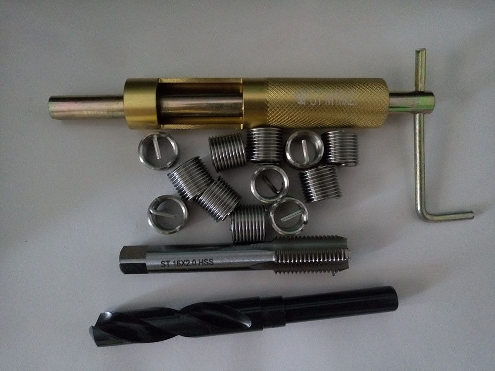 1 Set M16 x 2 Thread Repair Kit Tap and Drill bit Helicoil Insert tool.