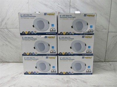 Lot of 6 NEW TOPAZ LED Slim Fit Recessed Downlights CCT Selectable - Gimbal!