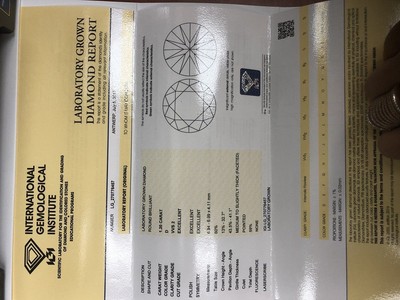 IGI Certified 1.20ct Brilliant Round Cut Lab Grown Diamond D, Color VVS2 Clarity