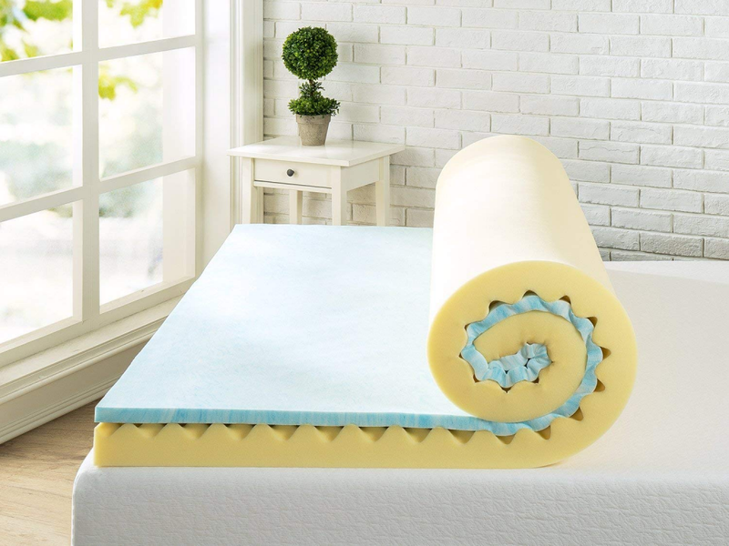 Zinus 4 Inch Swirl Gel Memory Foam Air Flow Topper, Queen