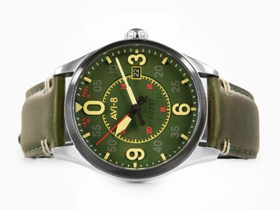 Pre-owned Avi-8 Spitfire Smith Reading Automatic Watch, Green, 42 Mm, Av-4090-03