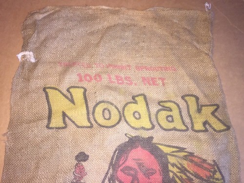 North Dakota Potatoes Native American Sioux Indian Produce Burlap Gunny Sack Bag