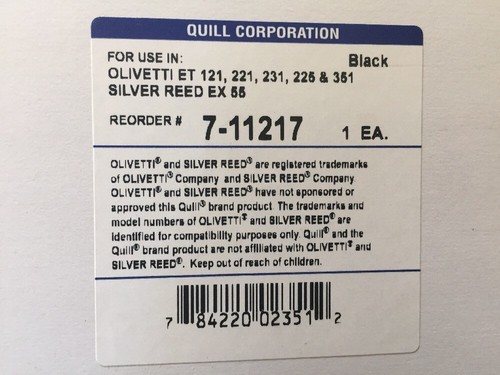 Quill 4 Premium Typewriter Ribbons 7-11217 Black New Old Stock Olivetti Silver