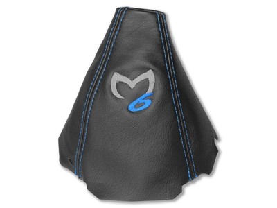 Shift Boot For Mazda 6 2012-2016 Leather ''M6'' Blue Embroidery
