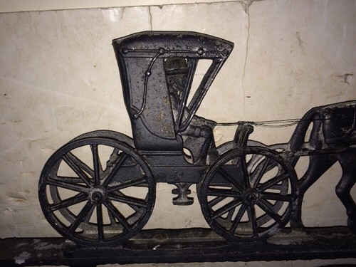 Vintage 50's/60's Cast Aluminum Horse Amish Buggy Cart House Number Pole Sign