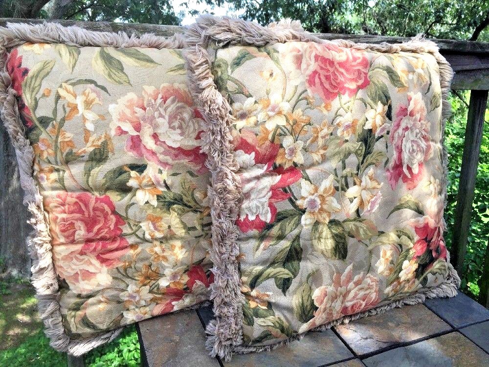 WAVERLY Jonquil Peony SET 2 Pillow 20 / 20 Elegant Throw Living Room Bed ??M15