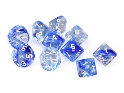 Набор кубиков Chessex Nebula Темно-синий/белый D10 (10)