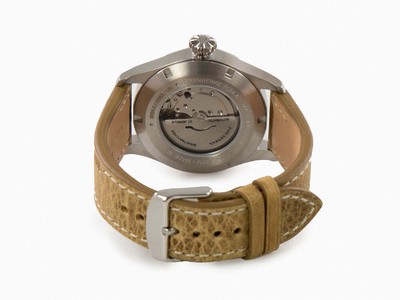 Pre-owned Annie Iron  Cockpit Automatic Watch, Black, 42 Mm, Leather, Day And Date, 5164-2