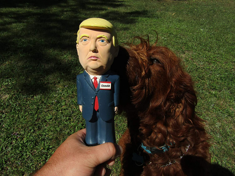 Dog Toy Puppy Plaything Pet Accessory Donald Trump Design With Squeaker Gift