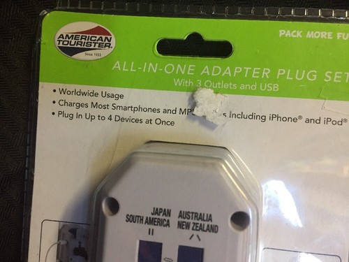 American Tourister All-in-One Adapter Plug Set with 2 Outlets and USB