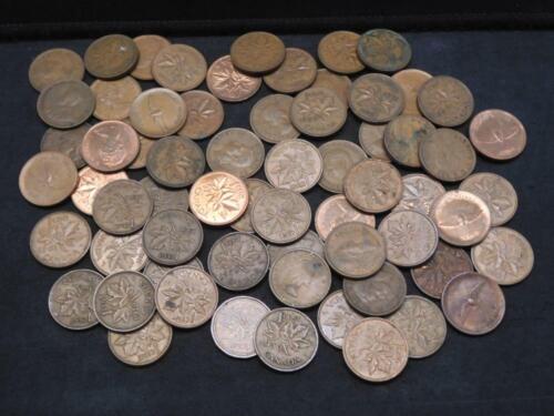 Copper Cent lot 200+ Canadian 98% Cu Pennies, coins 1940-1979 good mix of years 