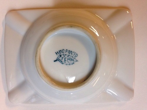 Cigarette Box And Ashtray Set Antique Fern Hand Painted  Japan Rosebud Tobacco