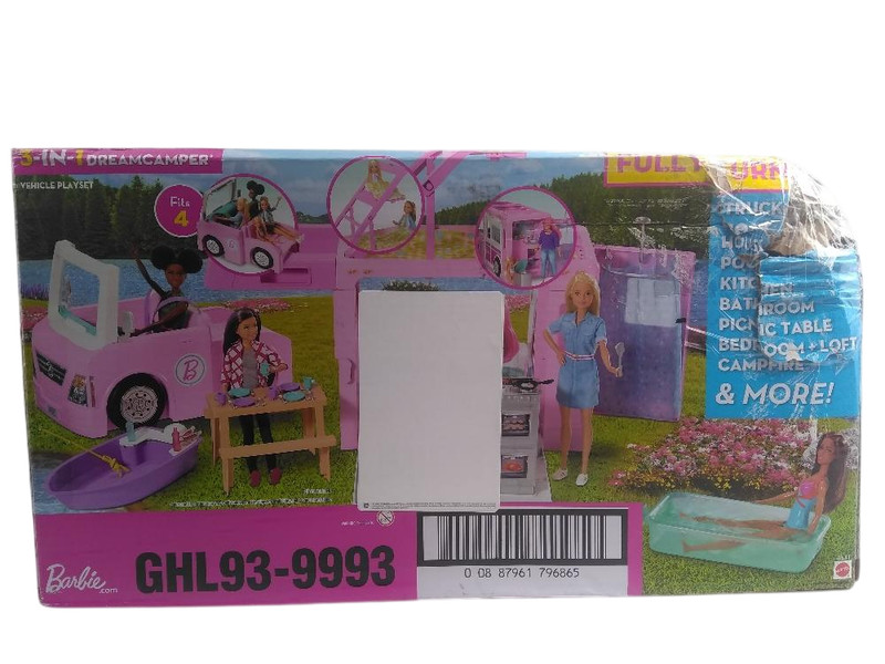 Barbie Doll DreamCamper|60 Pcs Transforms Into Truck, Boat & Pool