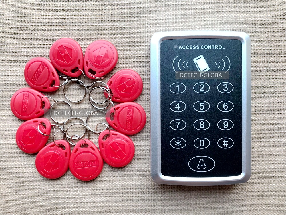 Password Metal Door Access Control Keypad+10 RFID Keyfobs New 125KHz RFID Card