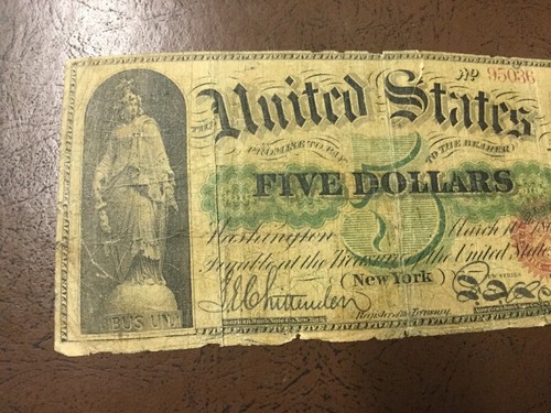 1863 $5 Legal Tender United States Note.