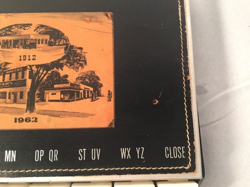 Vtg Bigelow Brown Address Book Directory Rolodex Autodex Advertising Push Button